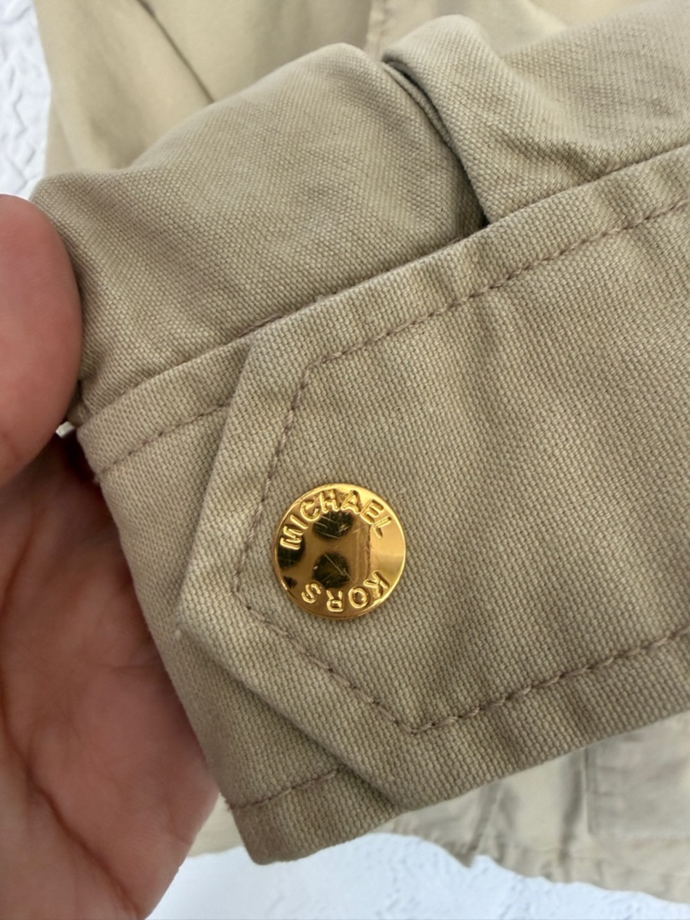 Michael Kors Khaki Utility Jacket Women’s Small Gold Hardware Crop Lightweight - Picture 3 of 5